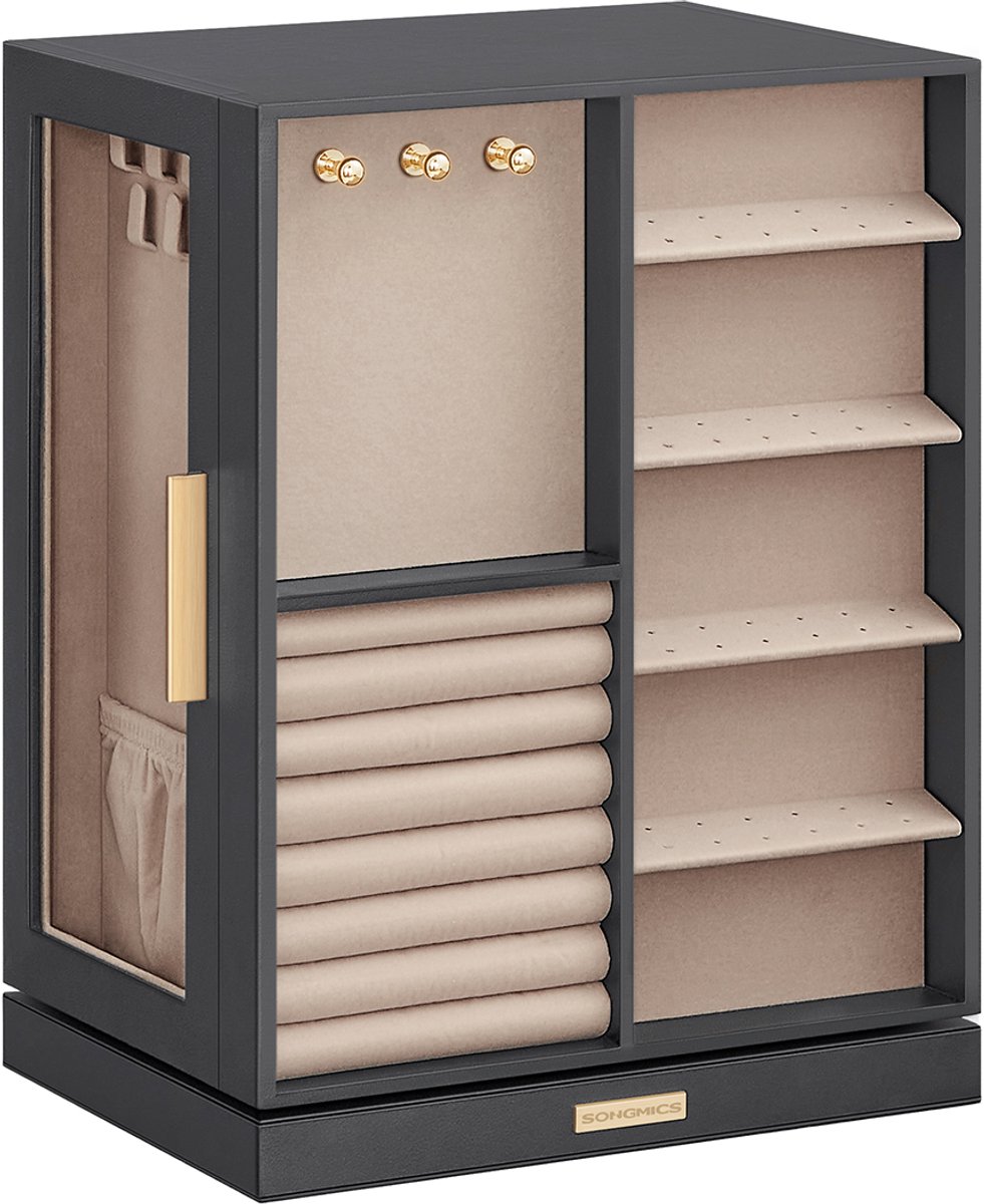 Sieradenorganizer – Glas – Verticaal – 360° draaibaar met 5 lades en open ontwerp