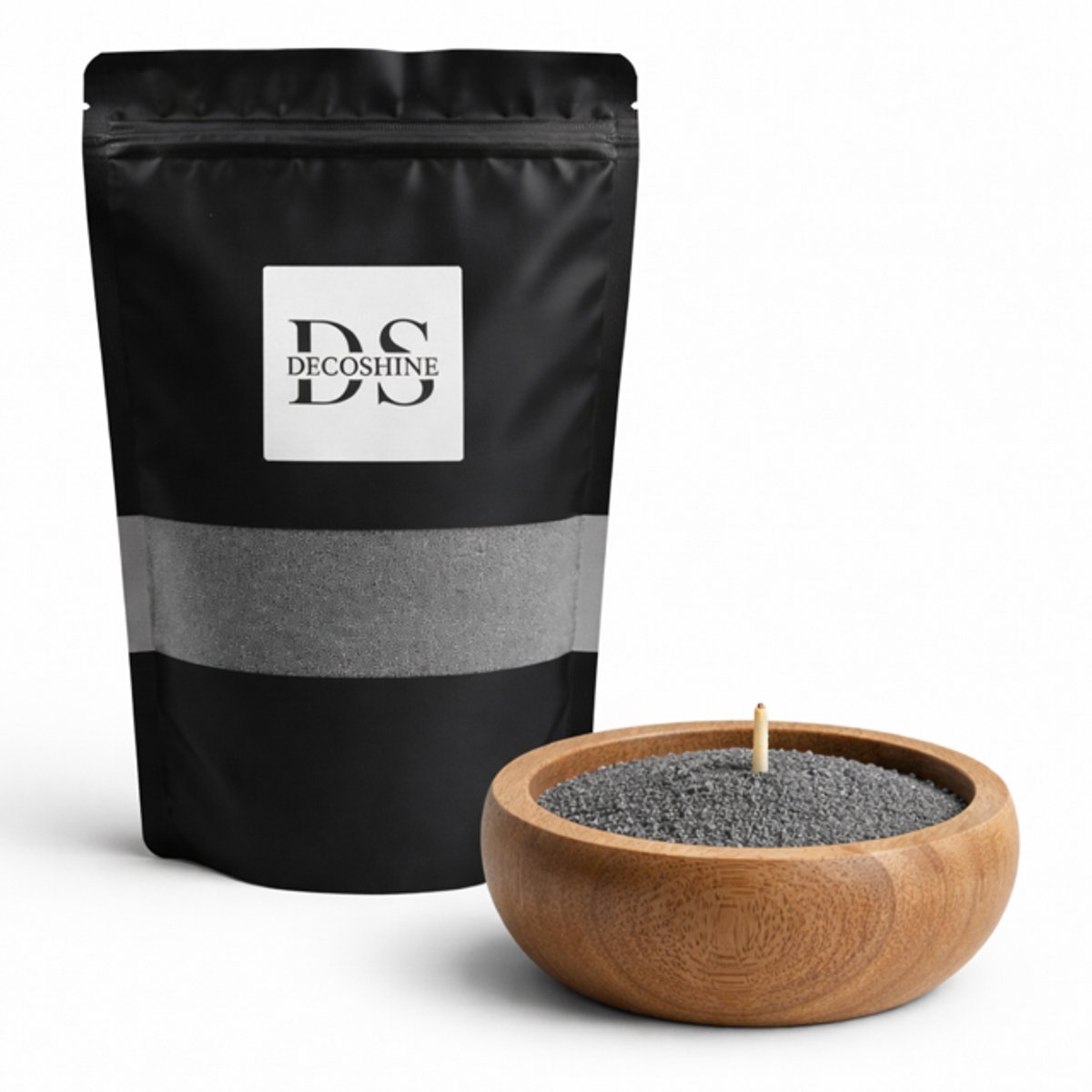 Deco Shine - Sand Wax Candle - Zandwas - Kaarsenzand - Kaarswas - Kaars - Zand Voor Kaarsen - Kaarsen Accessoires - Kaarsen Decoratie - 400 G - Grijs - Inclusief Lonten - Plantaardig