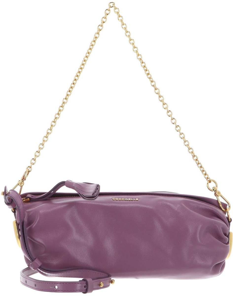 COCCINELLE Leren schoudertas handtas Roll Shiny Smooth Handbag Leather Jellyfish paars