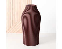 Fleuriek - Vaas Rood - H40 cm - Vaas voor zijdenboeket of droogbloemen - Cadeau voor haar - Duurzame tafeldecoratie van gerecycled plastic - Strakke moderne vaas