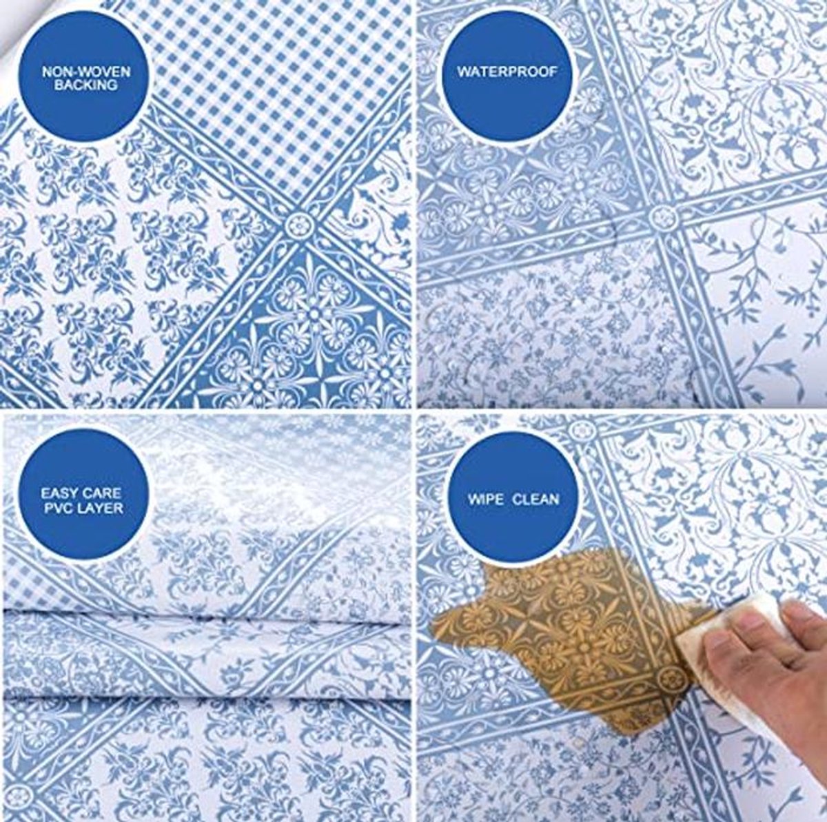 Rechthoekig PVC Tafelkleed 140 x 240 cm in Blauw/Grijs