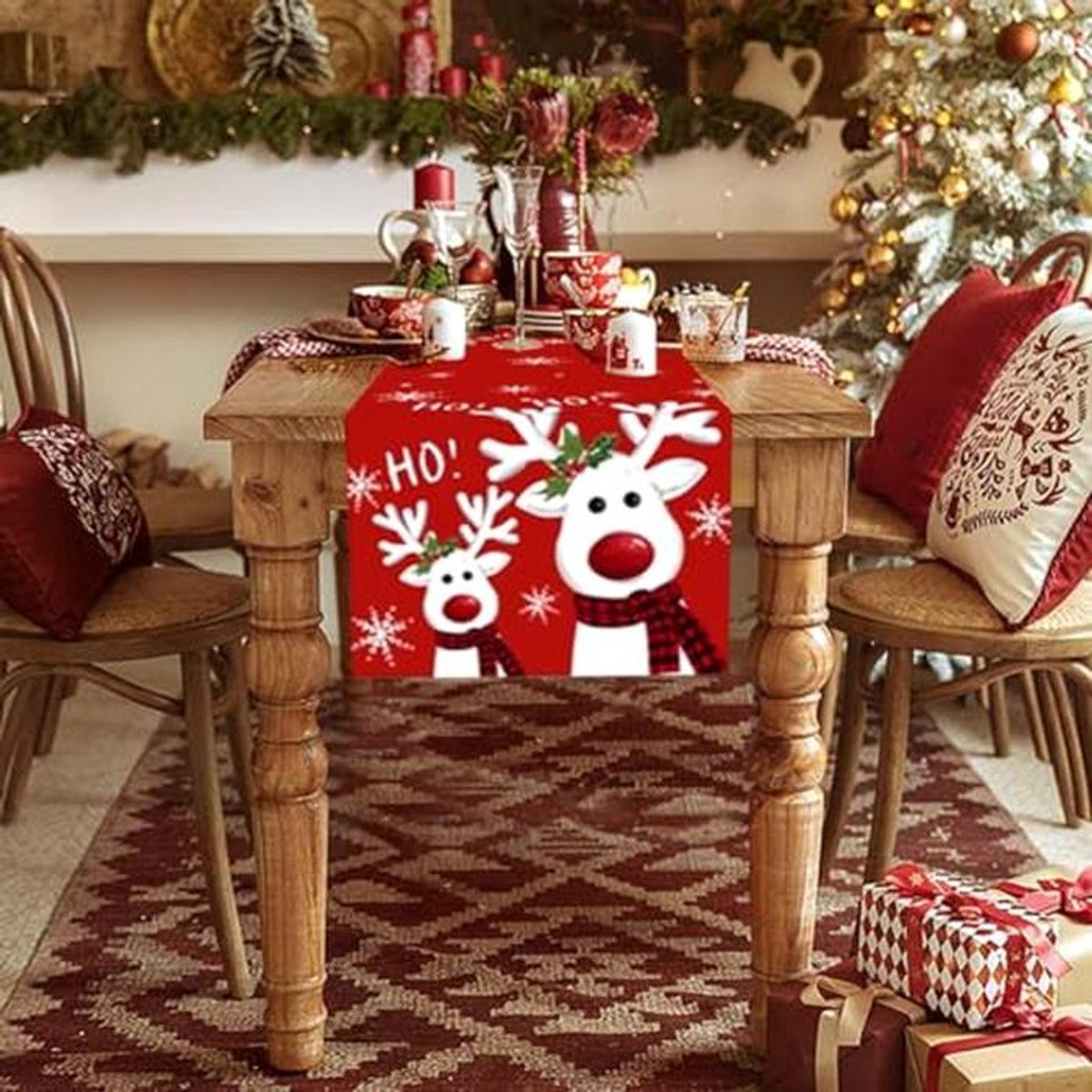 Kersttafelloper 40 x 140 cm - Afwasbaar Tafelkleed voor Feestelijke Decoratie