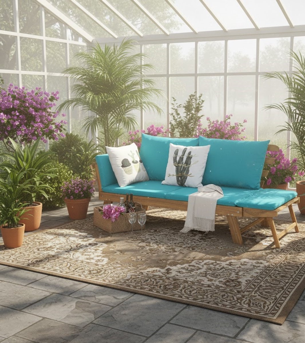 Acacia Houten Verstelbare Slaapbank – Omvormbare Tuinbank met Chaise Longue en Verstelbare Armleuningen, Comfortabele Buiten Slaapbank voor Tuin, Zwembad of Achtertuin – Wit House&Garden