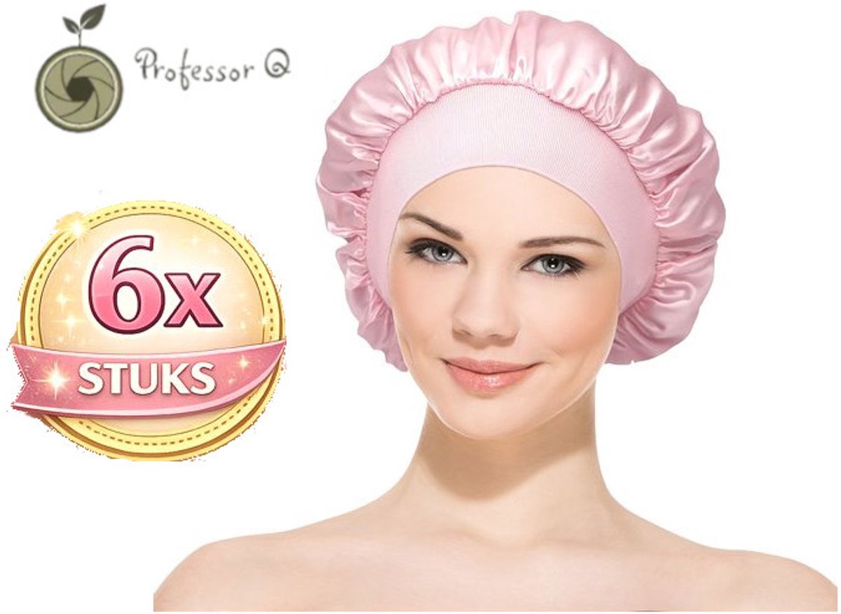 Professor Q Satijnen Slaapmuts - Slaapmuts - Satijn - Volwassenen - Dames - Satin Bonnet - Satijnen Bonnet - Met elastiek - Roze - 6 stuks