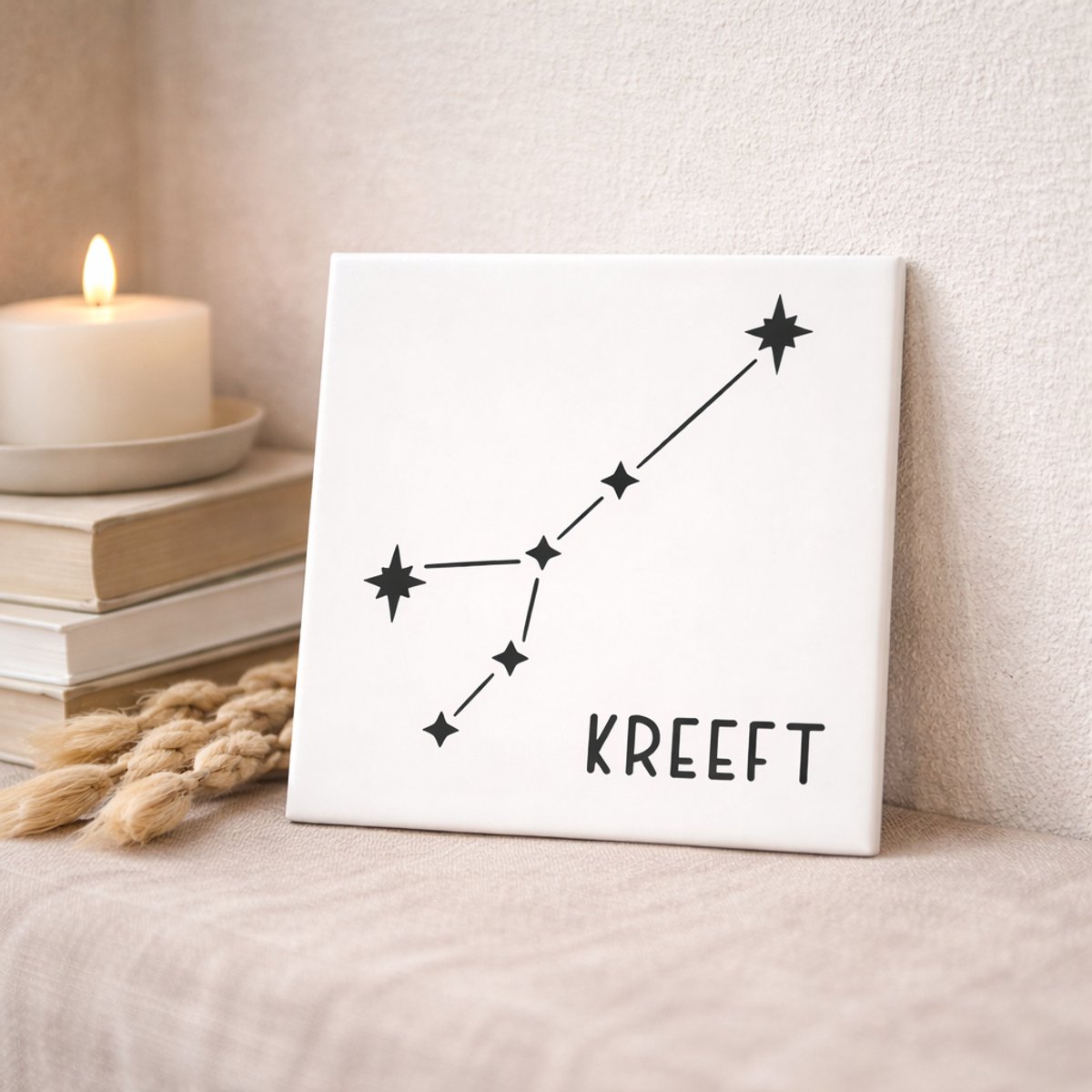 Troubadot | Tegeltje sterrenbeeld Kreeft | minimalistische | decoratieve tegel met sterrenbeeld | kraamcadeau | geboorte | persoonlijk cadeau