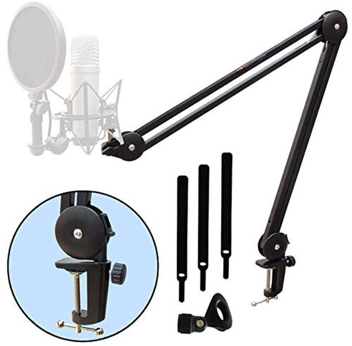 Scharnierend statief microfoonarm voor podcast en recording