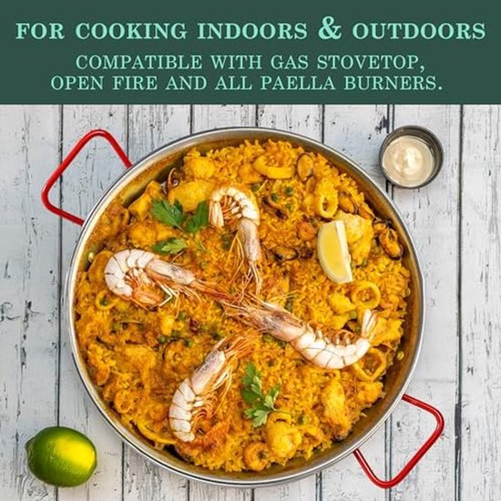 12" Carbon Steel Paella Pan - 30cm Grote Koekenpan voor Paella Feesten, Binnen, Buiten en Camping — afbeelding 5
