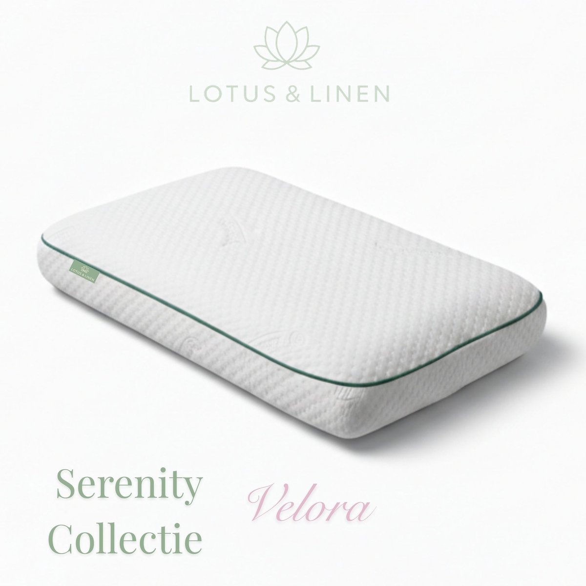 Lotus & Linen Serenity Collectie - Velora Traagschuim Hoofdkussen - Ergonomisch - Orthopedisch - Anti Nekklachten - Antiallergisch Tencel Hoes - Premium Memory Foam Pillow - 60x40x13 cm