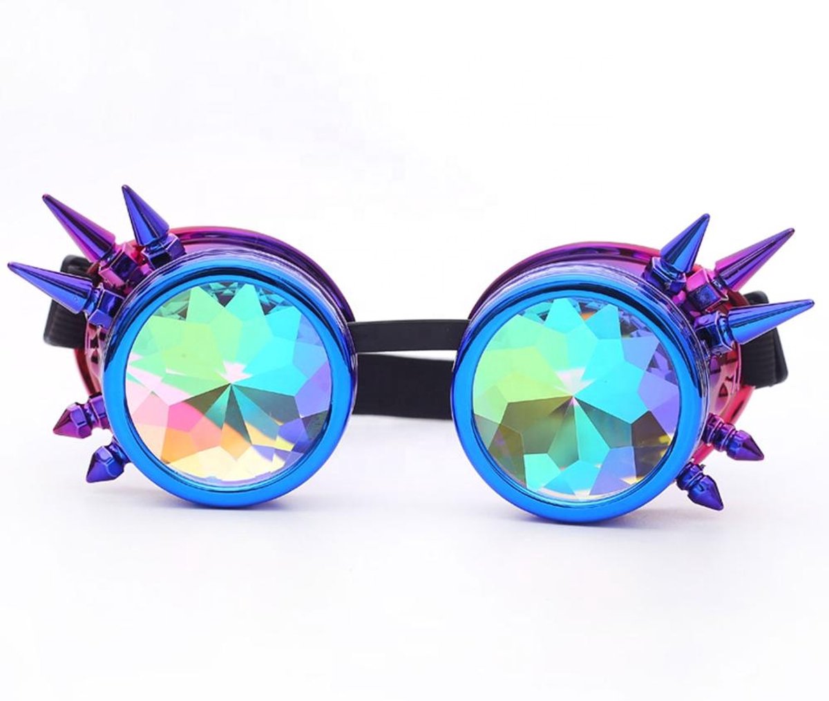 LOUD AND CLEAR® - Caleidoscoop Bril - Spacebril - Space Bril - Steampunk Bril - Stekels - Blauw - Paars