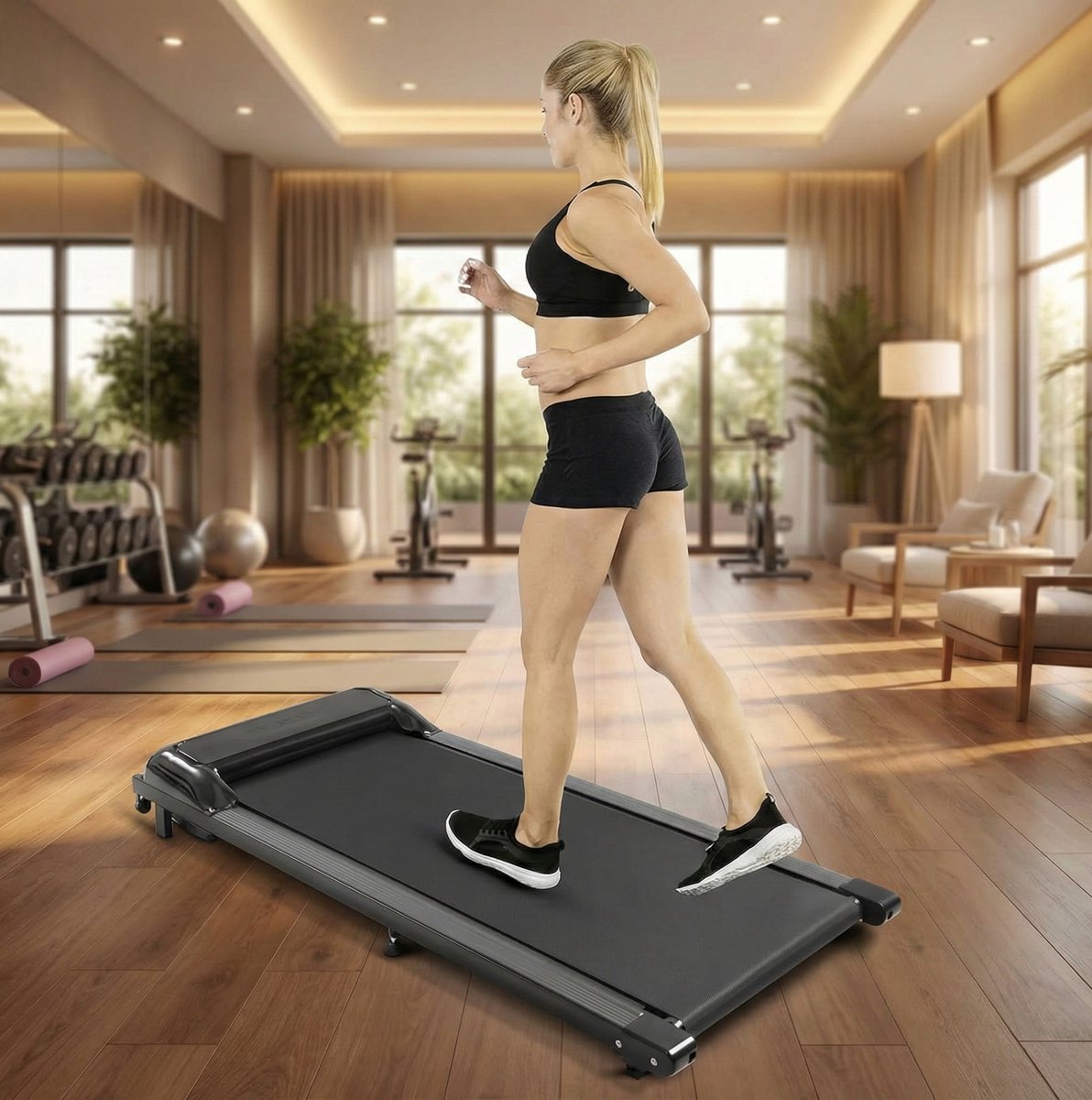 Treadmill Walking Pad Compact 8 km/u – Elektrische Loopband voor Thuis & Kantoor, Opvouwbare Bureauloopband met LED-Display, 100 kg Draagvermogen – Designbest