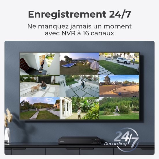 Reolink RLN16-410 16CH PoE NVR voor Huisbeveiligingscamera Systeem CCTV, Werkt uitsluitend met 16MP/12MP/4K/8MP/5MP/4MP PoE IP-camera's van hetzelfde merk, 24/7 opname op voorgeïnstalleerde 4TB harde schijf van Reolink — afbeelding 3