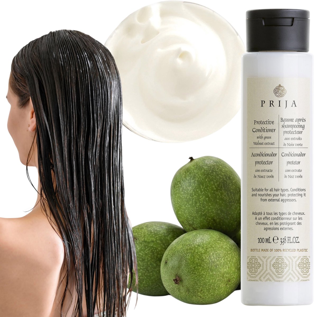 PRIJA Natuurlijke haarconditioner met walnootextract VEGAN, veganistisch 100 ml