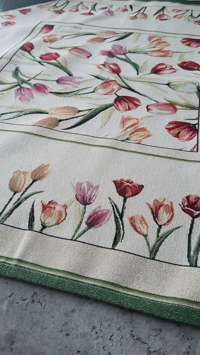 Tafelkleed Gobelinstof Tulips Green 100*100cm