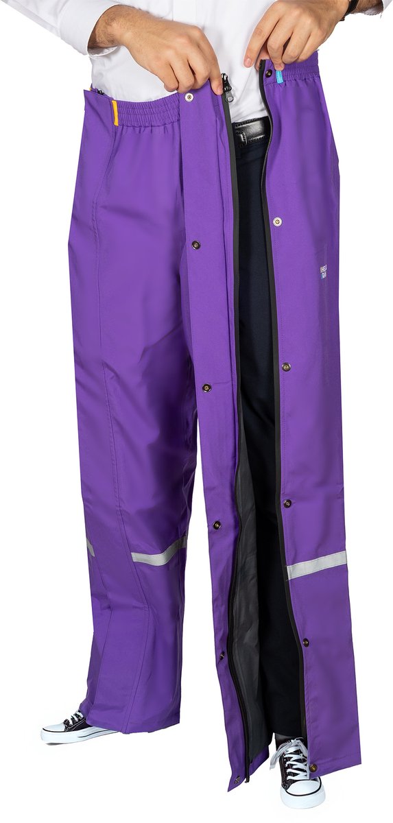 Paars regenbroek met volledige rits van Hello Rain 4XL