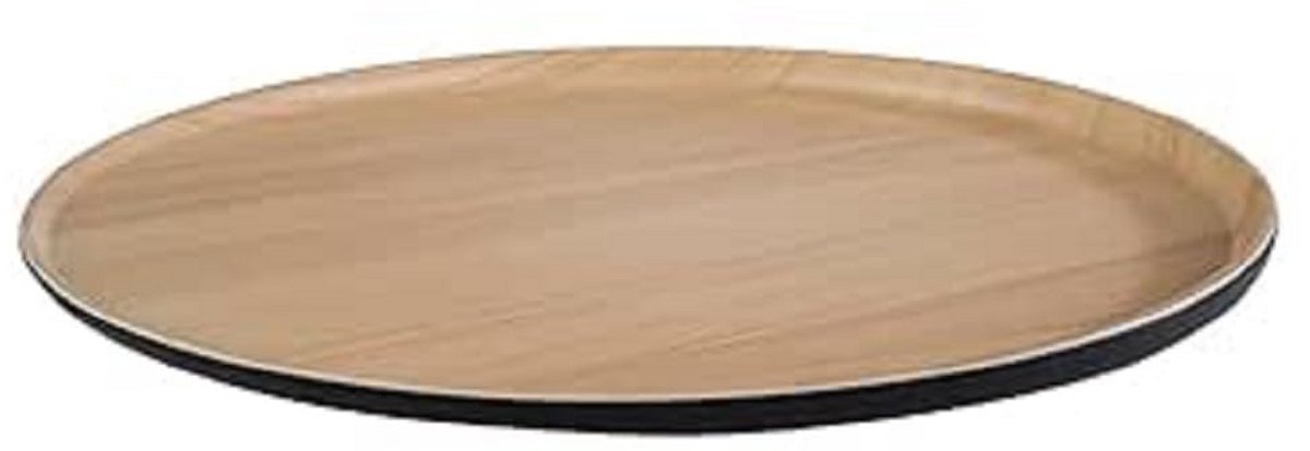 Ronde Melamine Serveerschaal Beige/Zwart 31,5 cm