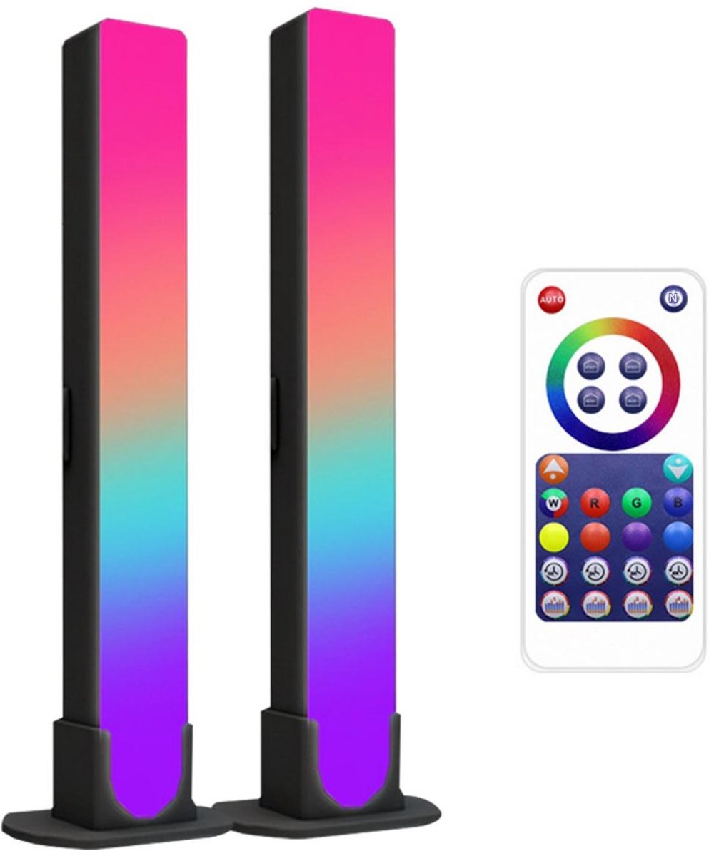 longziming -2 Stuks LED Lightbar RGB – Slimme Dimbare Sfeerverlichting – TV Achtergrondverlichting – USB – Muzieksynchronisatie – Bluetooth App & Afstandsbediening – Gaming & Kamerdecoratie