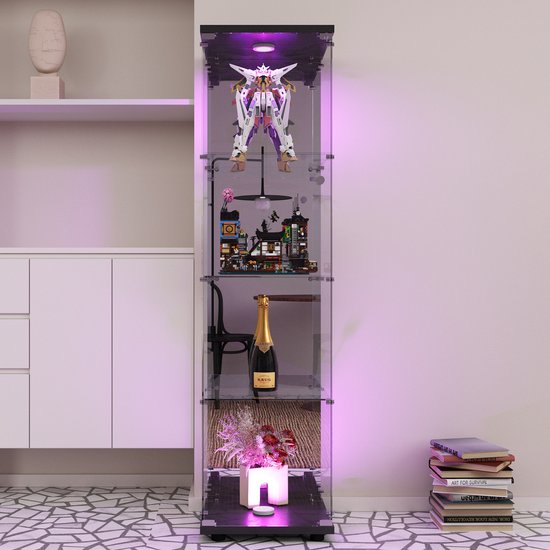KOMHTOM Zwarte tv-kast met laden, dressoir, tv-standaard met led- en