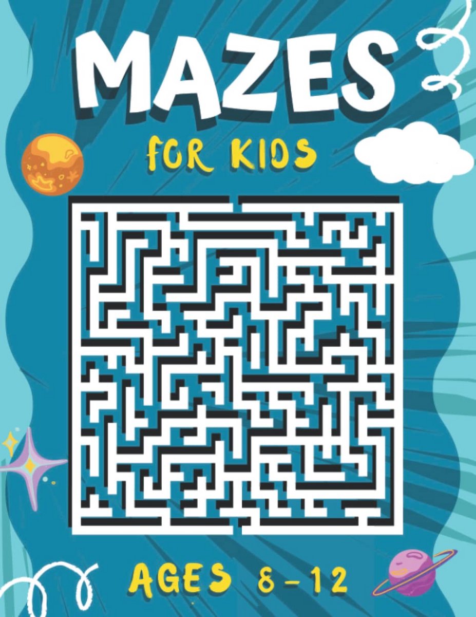 Puzzelboek met Doolhoven voor Kinderen 8-12 Jaar: Leerzaam en Uitdagend Activiteitenboek met Oplossingen