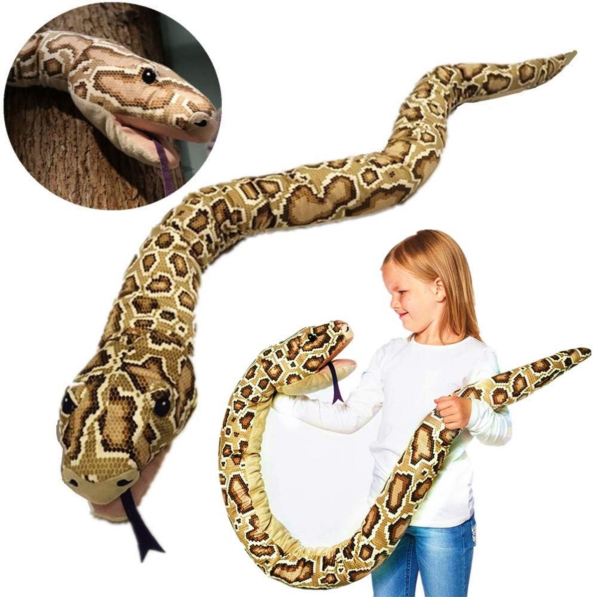 Extra Grote Bruine Python Pluche Slang Knuffel - 170 cm Lang Speelgoed