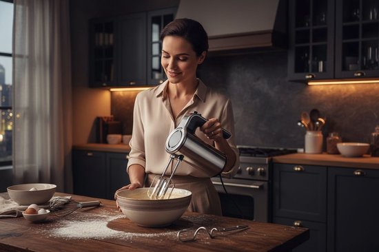 Voltz Handmixer - 5-Speed met Turbo - Deeghaken & Klitters - RVS van Voltz — afbeelding 4