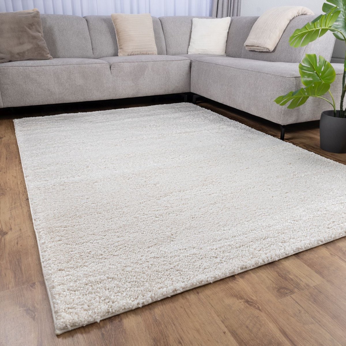 Crème Tapijt Hoogpolig Vloerkleed Koho Berber Luxe Shaggy - 120x170cm- Modern - Woonkamer - Salon - Slaapkamer - Eetkamer