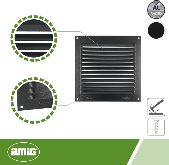 Vierkant Ventilatierooster in Sterk Aluminium - Universele Luchtuitlaat