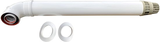 Dubbelwandige rookgas geveldoorvoer voorzien van meetpunten Ø 60/100: Lengte 80 cm