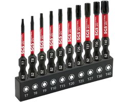 Set van 10 stuks - Bitset Torx - 50mm - t7-t8-t9-t10-t15-t20-t25-t27-t30-t40