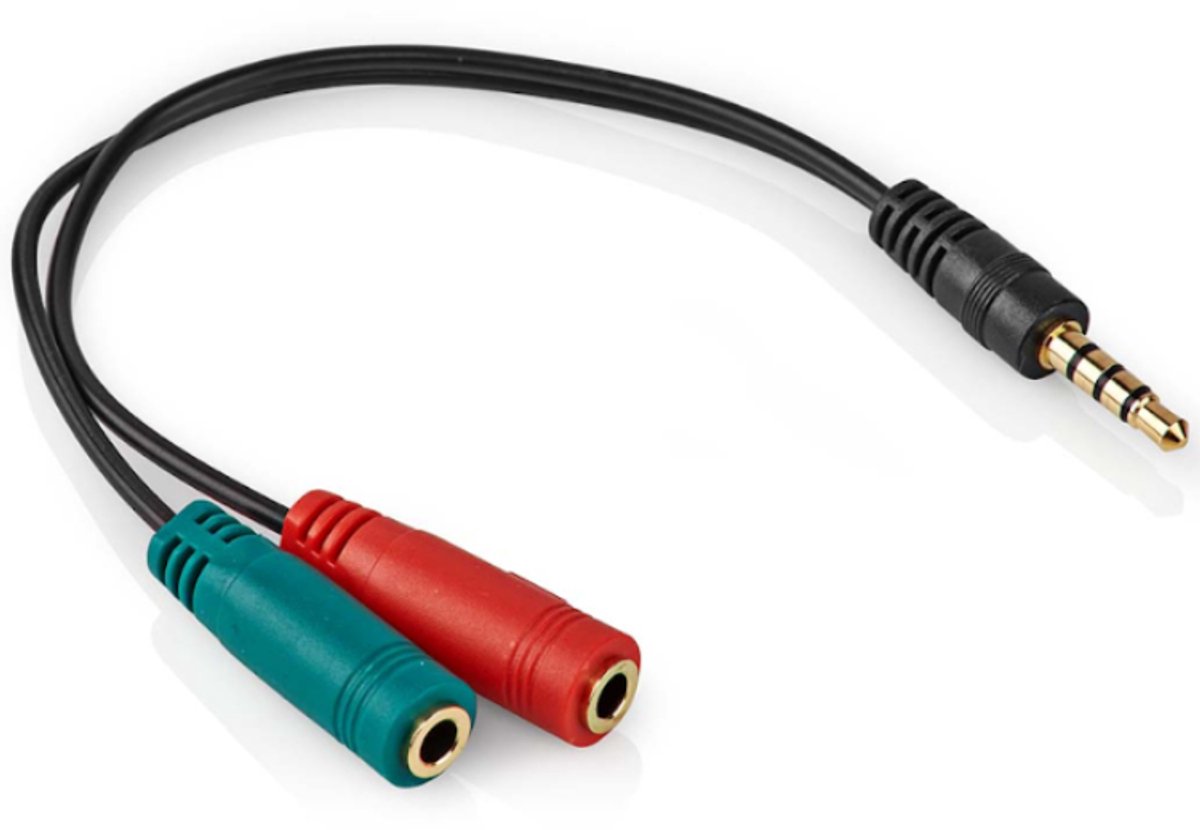 Jack splitter kabel - Microfoon en audio - 3.5 mm naar 3.5 mm - Male to Female - 12 cm - Allteq