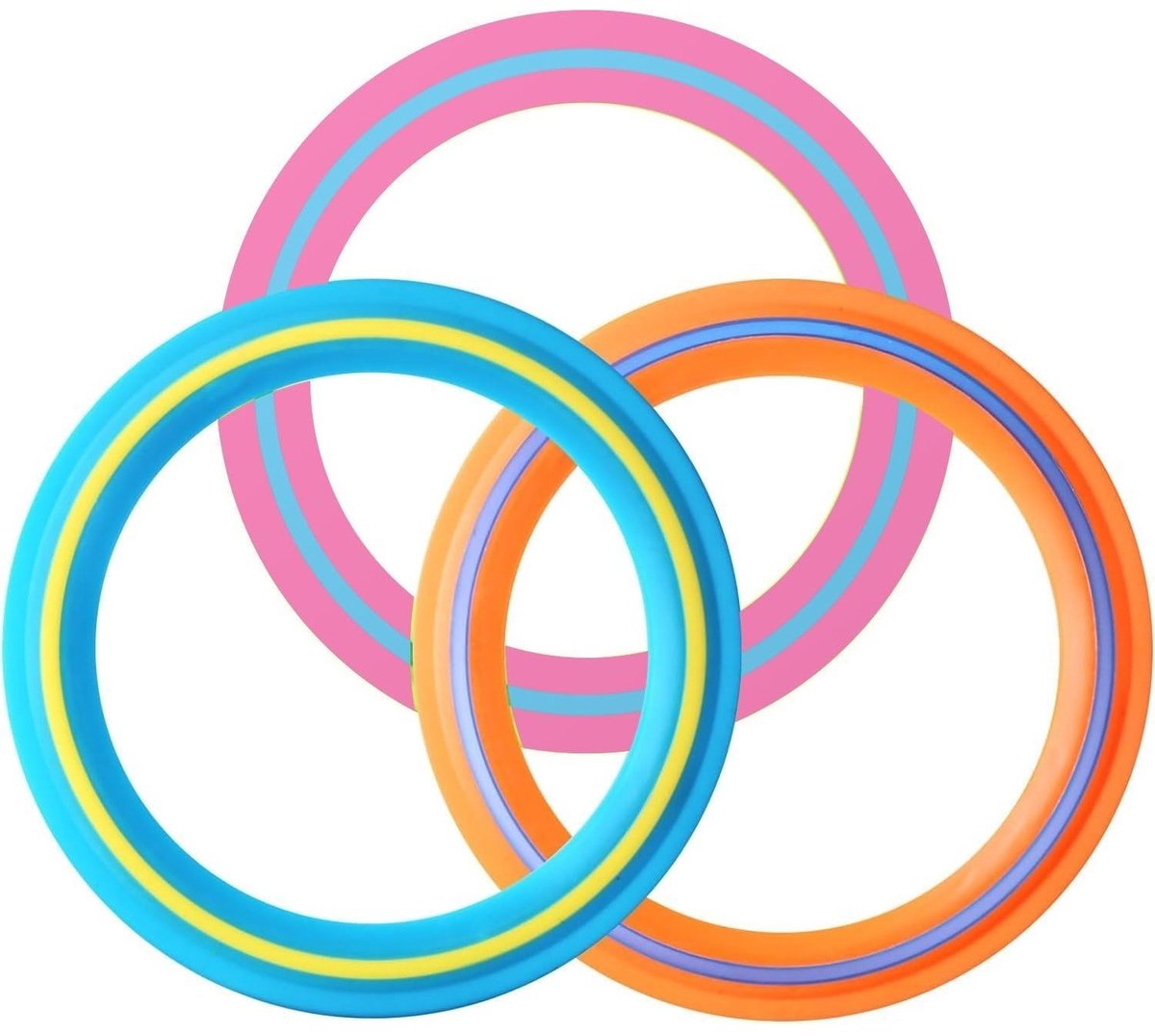 3 Vliegende Schijven, Strandspeelgoed, Werpringspeelgoed, Buitenspeelset Voor Kinderen, Ultiem Buitenplezier Tijdens De Vakantie, Schoolplein, Park, Zwembadplezier, 25 Cm (geel, Oranje, Roze)