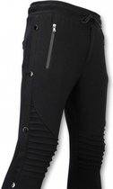 Casual Jogginbroek - Buttons Joggingbroek - Zwart