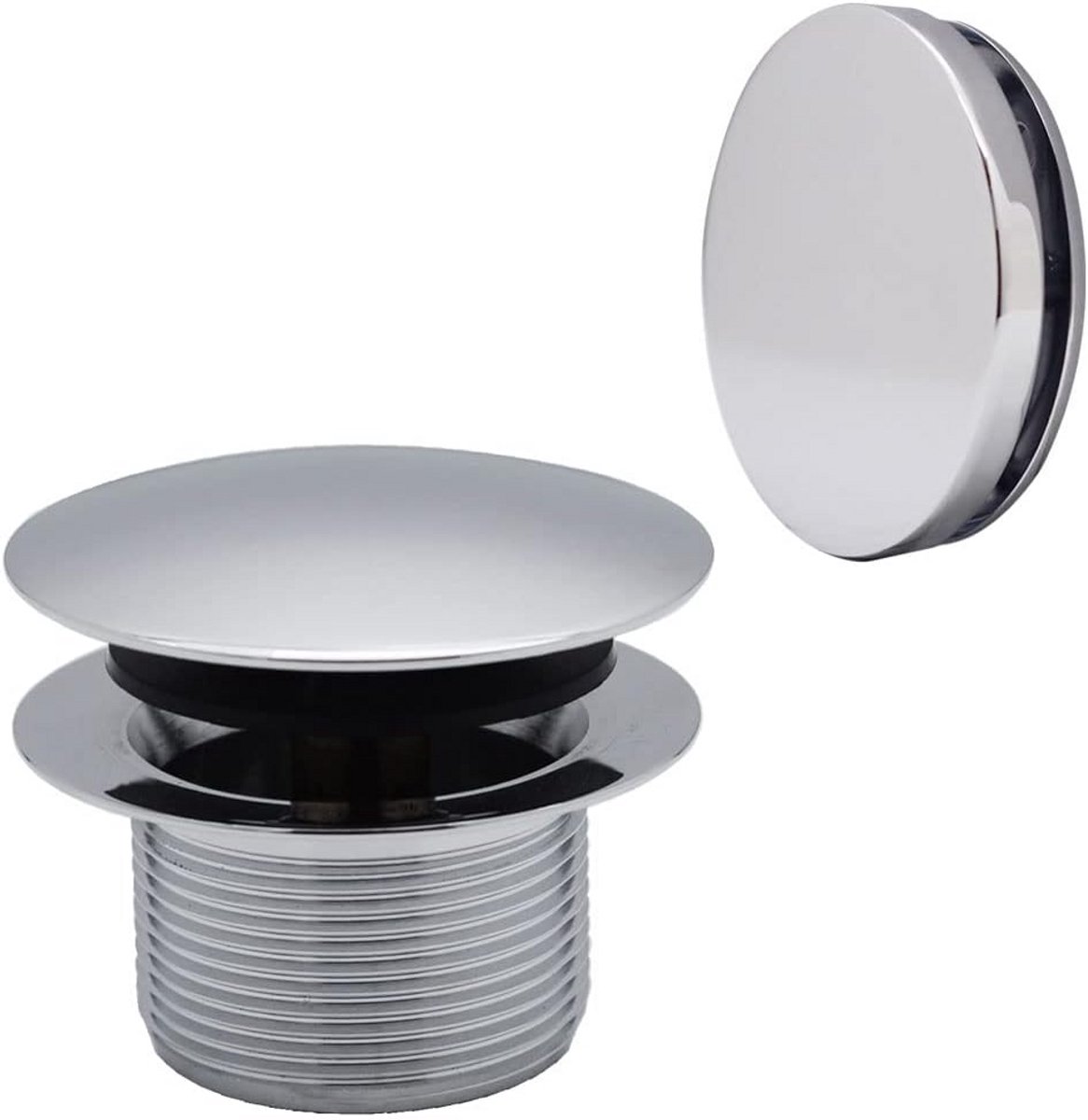 Universele Bad Putstop met Veerbediening en Drijvende Afdekplaat - 1.5 Inch - Glanzend Chroom
