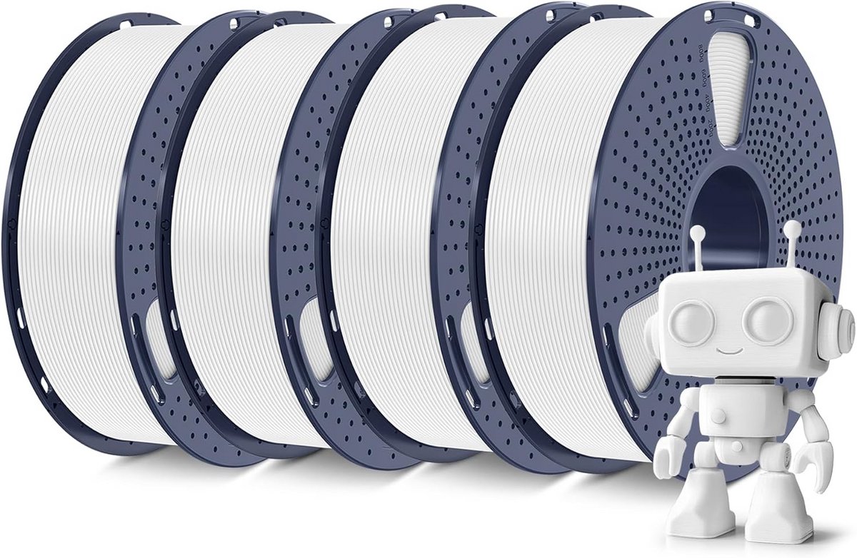 High Speed PLA Meta 3D Printer Filament Bundel 1.75mm - 4KG (4x1KG) Wit - Stevig en Netjes Gewikkeld