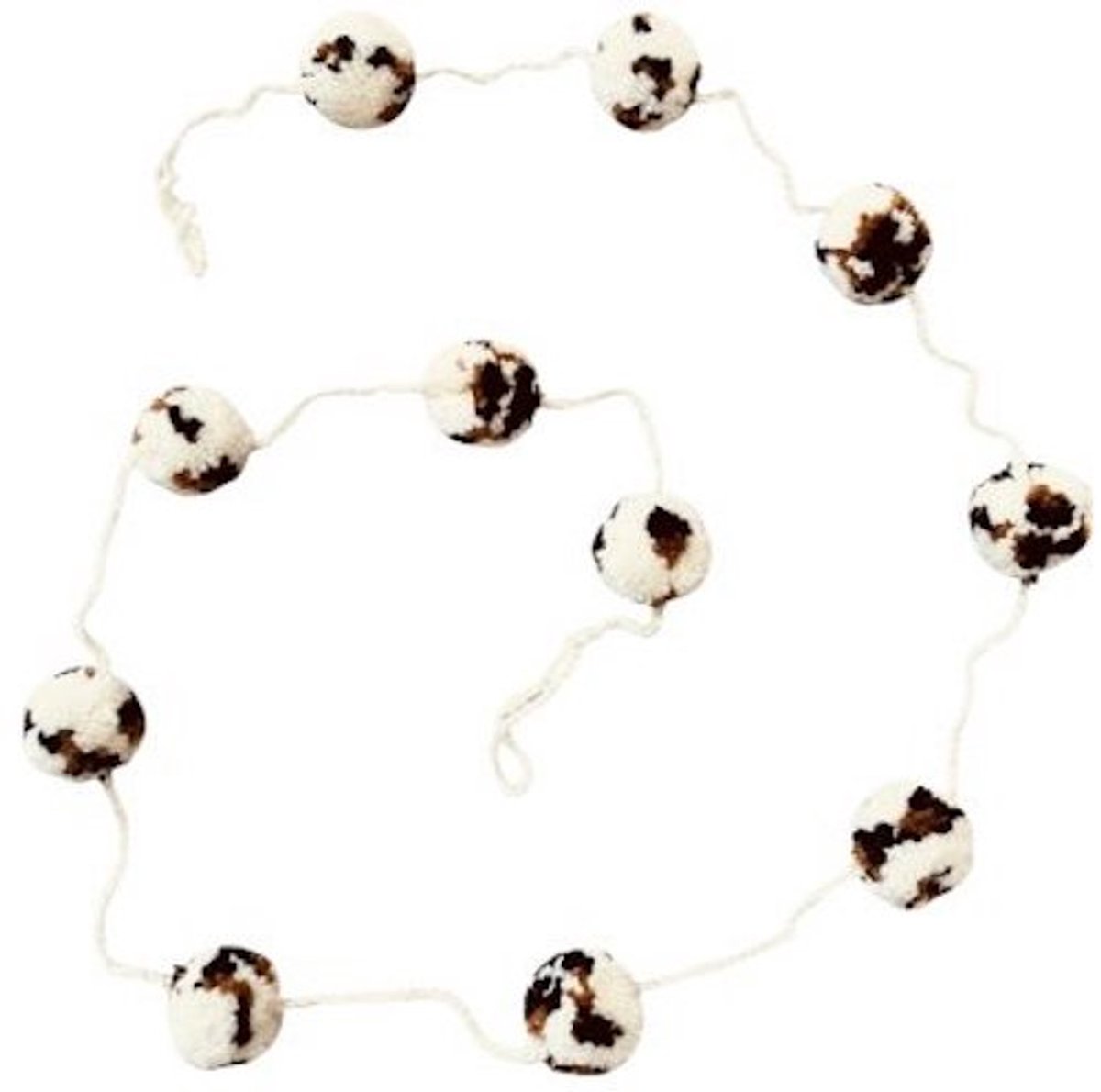 Luna-Leena duurzame pompom slinger leopard - L2 meter - 11 wol pompoms 3ø cm - handgemaakt in Nepal - panter party slinger, tijger - panter print slinger - garland, feest, verjaardag, geboorte, babyshower, cadeau, kinderfeestje