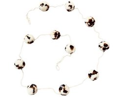 Luna-Leena duurzame pompom slinger leopard - L2 meter - 11 wol pompoms 3ø cm - handgemaakt in Nepal - panter party slinger, tijger - panter print slinger - garland, feest, verjaardag, geboorte, babyshower, cadeau, kinderfeestje
