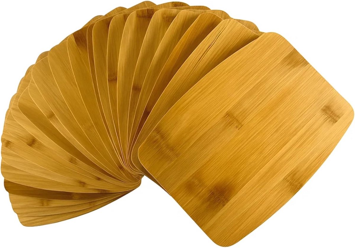 Set van 24 Ronde Bamboe Snijplanken en Serveerplankjes (20x15 cm)