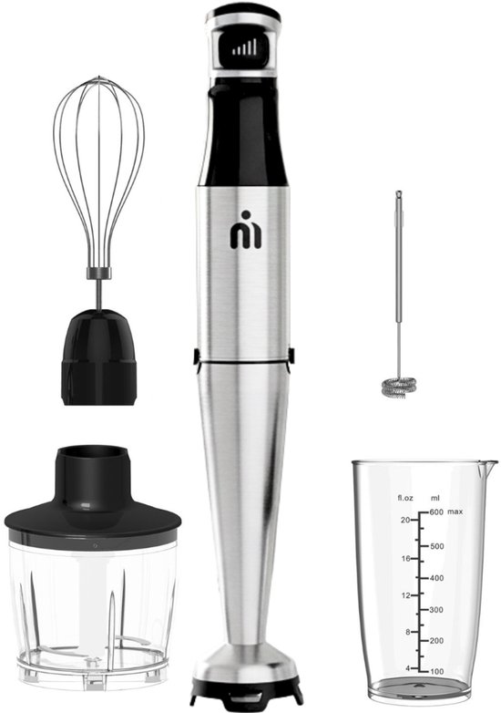 MATTI® 5-in-1 - Staafmixer Set - Staafmixer - Incl. Hakmolen, Blender, Garde en Melkopschuimer - 1500W