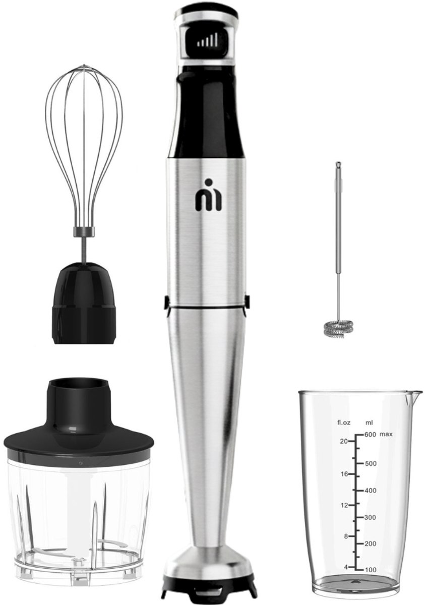 MATTI® 5-in-1 - Staafmixer - Hakmolen - Melkopschuimer - Blender - Elekrtische Staafmixer - Incl. Maatbeker