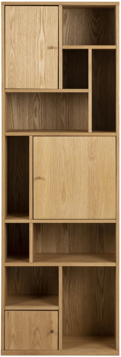 Giga Living Boekenkast Naturel Hout - 3-Deuren - 60,5x30x180cm - Huub - Giga Living