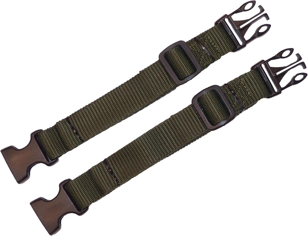 2x Verstelbare Singelband met Snelsluiting - 25mm Breed, Olijfgroen (1 Meter) - Geen Losse Einden