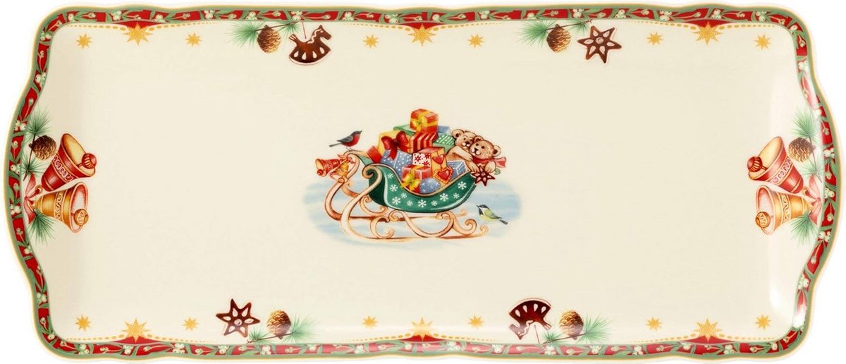 Vierkante Taartplateau voor Kerst - Nostalgisch Porselein
