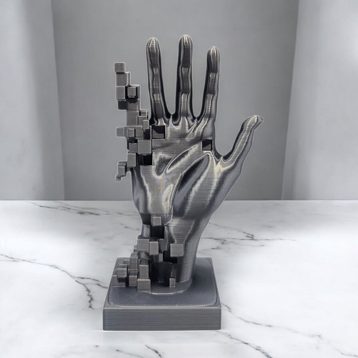 Layerzz - 3-D geprint beeld - Pixel Touch- abstract Handbeeld - woondecoratie 15cm