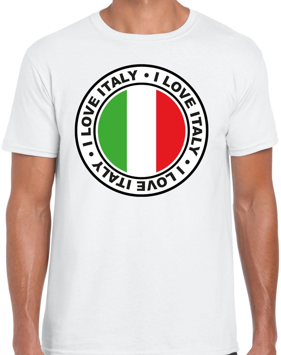 Bellatio Decorations Verkleed T-shirt voor heren - I Love Italy - wit - voetbal supporter - themafeest XL