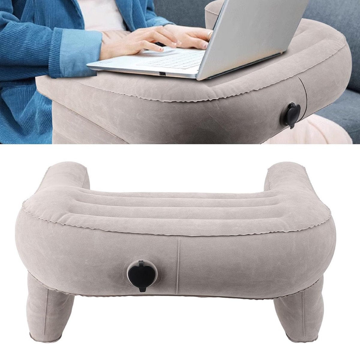 Extra Groot Opblaasbaar Leeskussen en Laptoptafel voor Volwassenen - Comfortabel Armsteun voor Lezen, Gaming en Werken