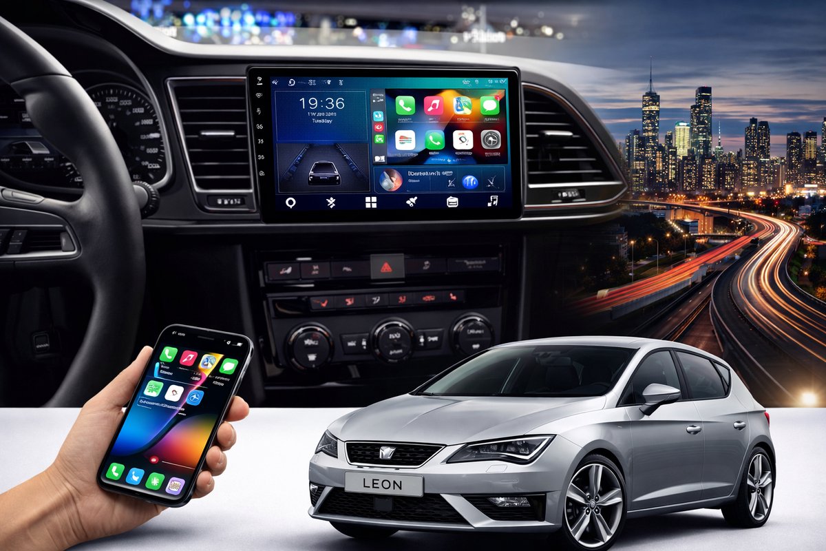 ADIVOX T4 9 inch geschikt voor Seat Leon 2012-2020 Android 15 CarPlay/Auto/Wifi/RDS/DSP/5G/QLED/DAB+