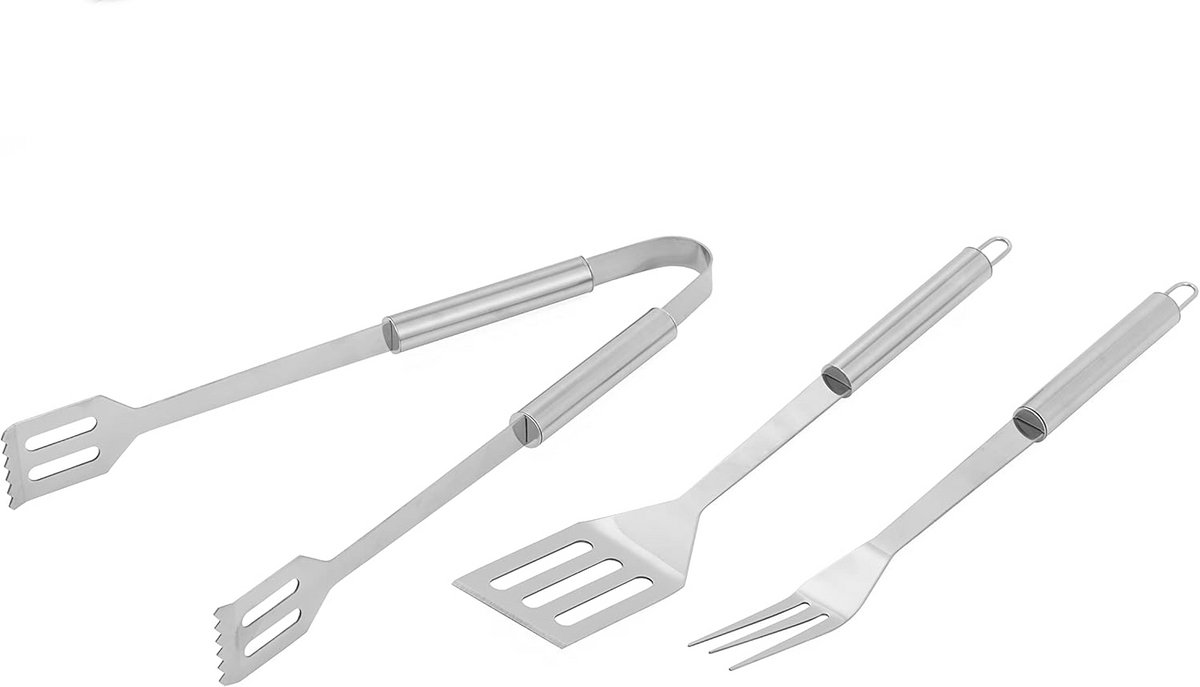 3-delige Zilveren BBQ Gereedschap Set voor Grillen