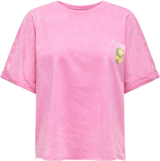 Seulement T-shirt Onlminna Life S/s Print Top Cs Jrs 15368265 Wild Orchid/fresh Lemo Dames Maat - S