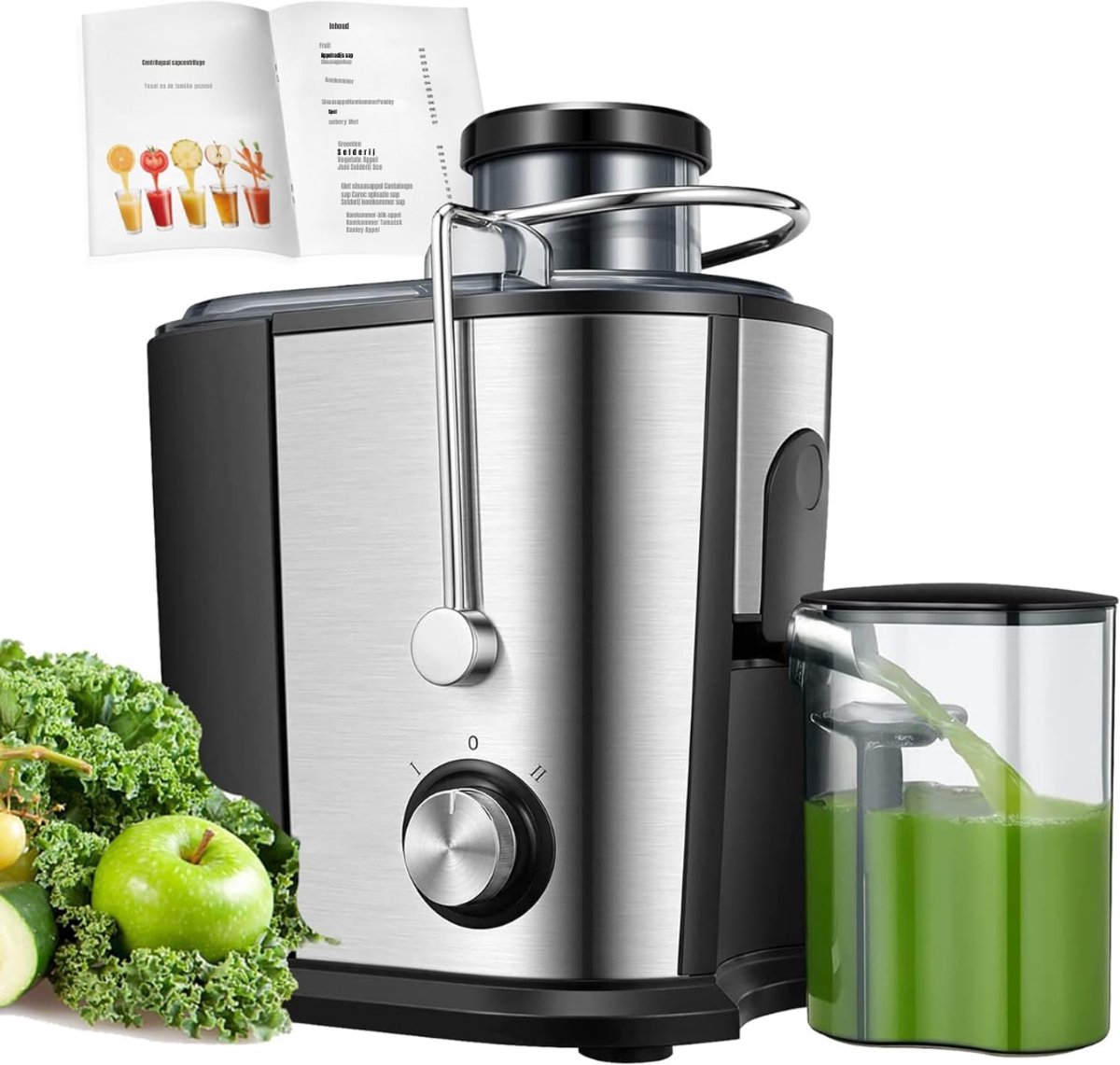 Aurixi® Sapcentrifuges groenten en fruit - Sapcentrifuges - Slowjuicer - Zilver - ‎20cm x 5cm x 15cm