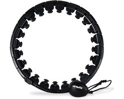 VirtuFit Gewicht Massage Hoelahoep - Zwart - 1,4 kg - 24 Schakelstukken - Verstelbaar van 80 tot 132 cm - Masserende Noppen - Aanpasbare Intensiviteit - Fitness Hoepel - Hoelahoep met Gewicht - Weight Hoop