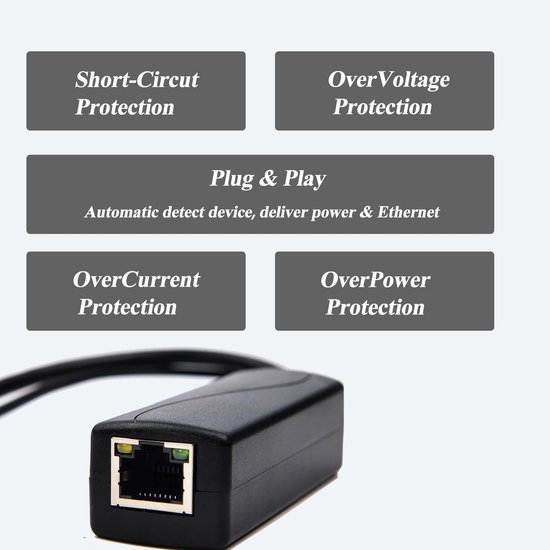 2.5G PoE Splitter 48V naar 12V DC 1A voor IP Camera en Smart Home — afbeelding 2